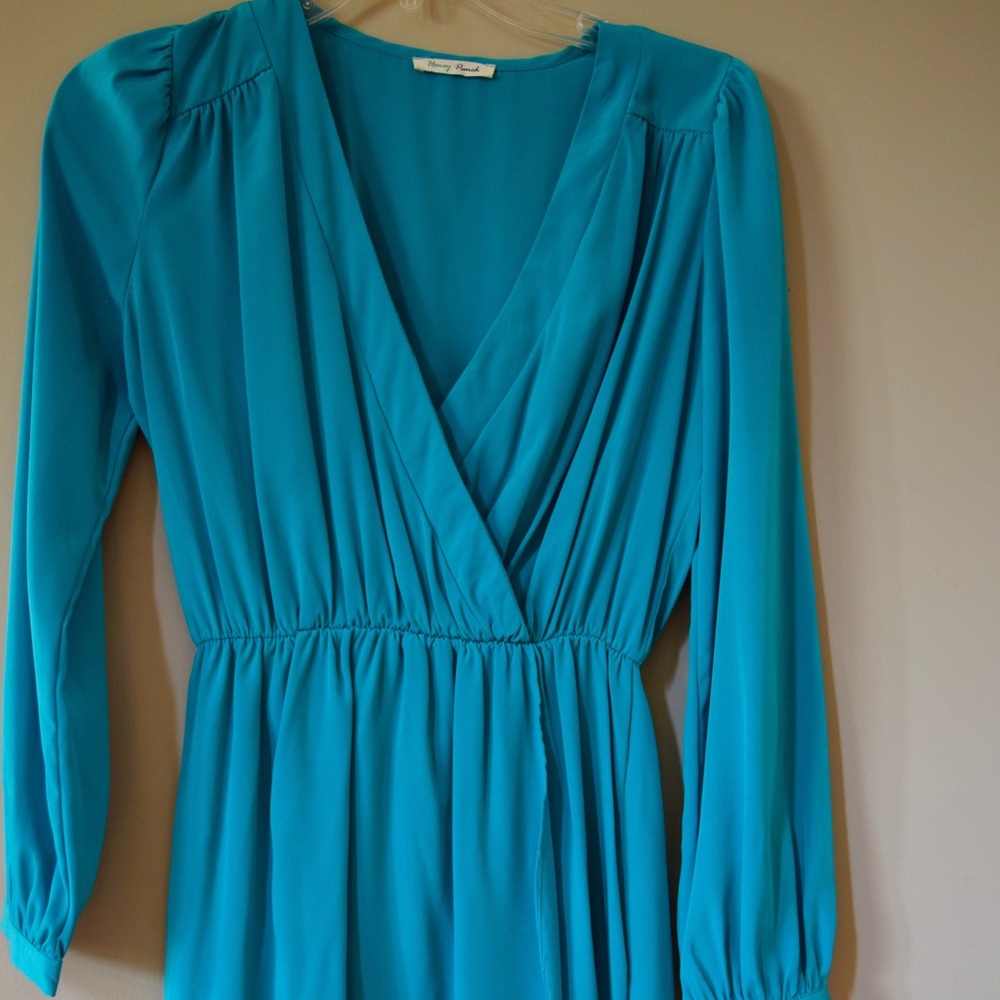 Turquoise wrap boutique dress. Size S